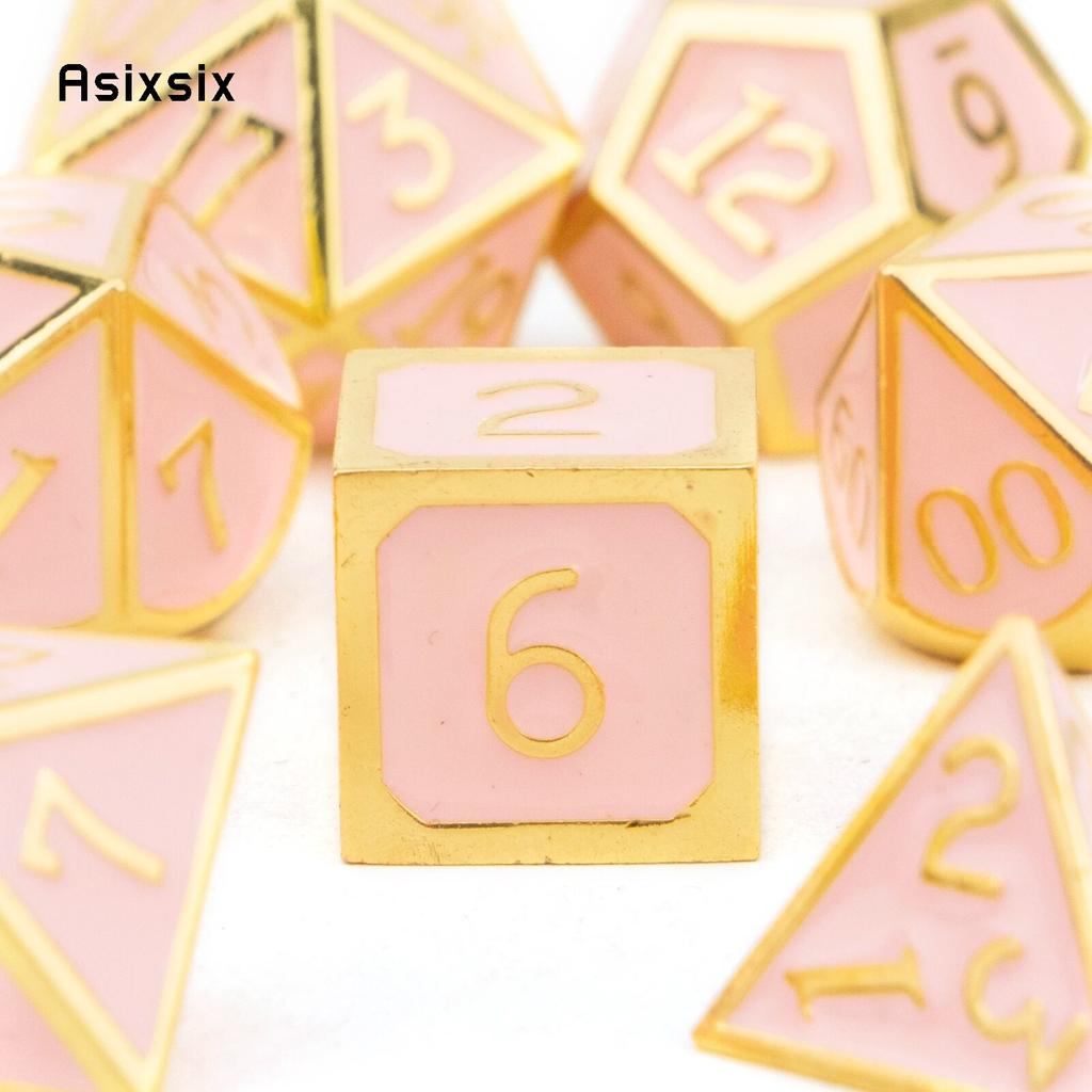 7 Pcs Golden Orange Standard Metal Dice Solid Metal Polyhedral Dice Set Suitable for Role-Playing RPG Board Game Card Game