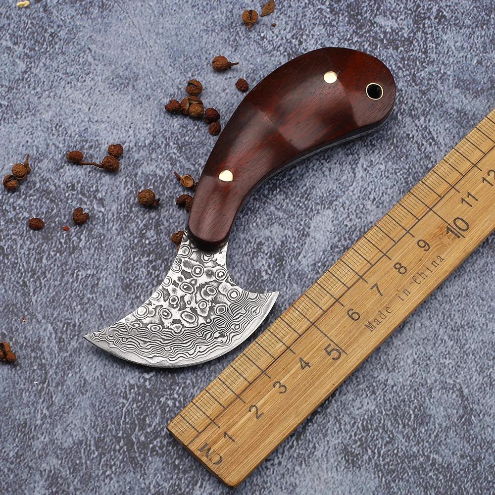 Damascus Steel Sandalwood Handle Survival Household Outdoor Camping EDC Utility Knife