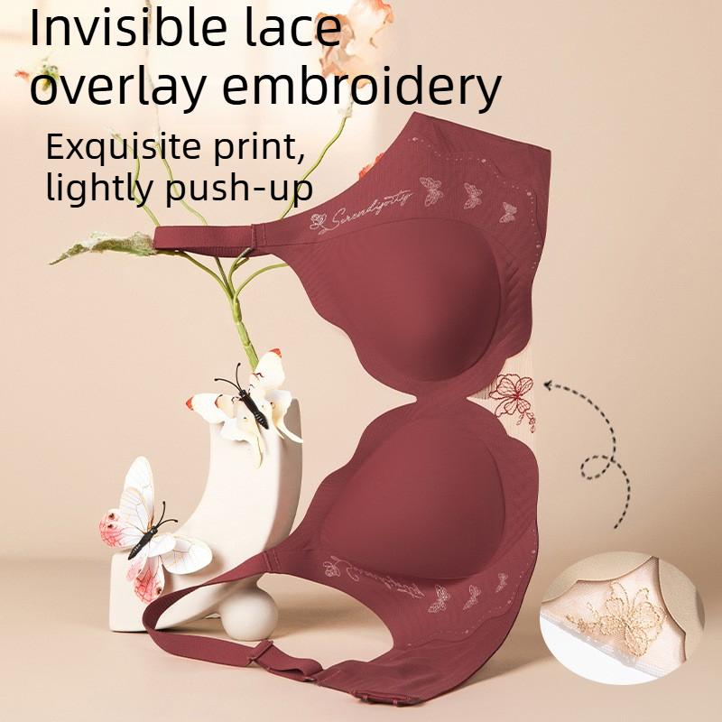 Бесшовный бюстгальтер с мягкой поддержкой, сексуальный бюстгальтер-бабочка с глубоким V-образным вырезом, простой глянцевый кружевной