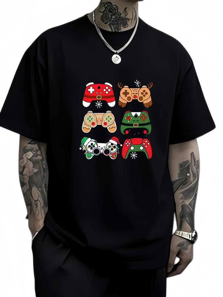 Mens retro game Tshirt fashionable casual fitness game console roundneck shortsleeved top