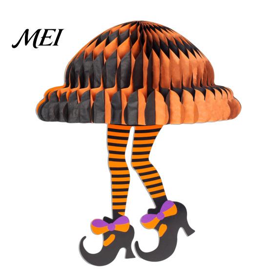 Holiday Prop Decorations Halloween Honeycomb Witch Leg Ornament, Foldable Paper Party Supplies Hanging Decoration for Party, Home Decor Outdoor Lawn