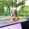 Swing Duck Rearview Mirror Pendant - Cute Anime Gypsum Car Interior Ornament & Decoration Accessory