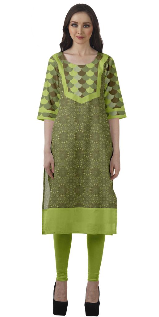 Moomaya Дизайнерская прямая женская туника Kurti с принтом, длинная индийская туника