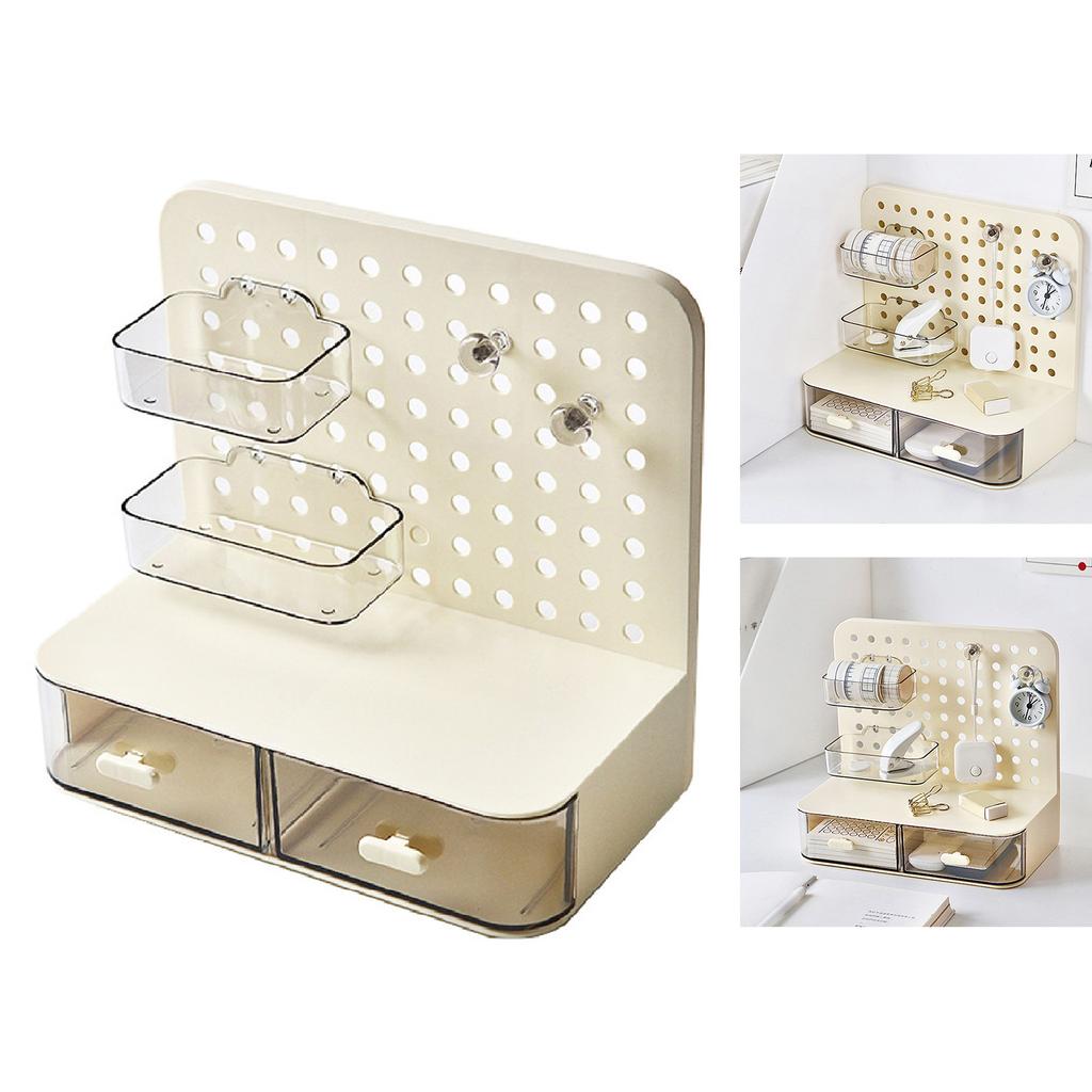 Pegboard Desktop Simple Multifunctional Plastic Storage Rack with Drawers for Stationery Headbands
