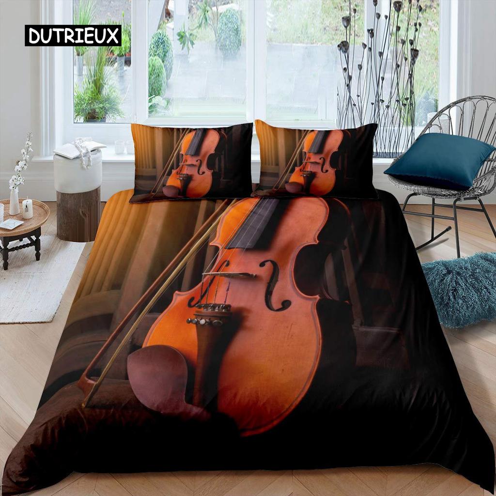 Пододеяльник со скрипкой, комплект постельного белья с классической музыкальной тематикой, одеяло с узором «тай-дай» для подростков и взрослых, пододеяльник из микрофибры для королевского одеяла