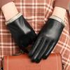 Leather Gloves  Thin Warmversion Short Touch Screen Driving Riding Outdoor First Layer Sheepskin Gloves