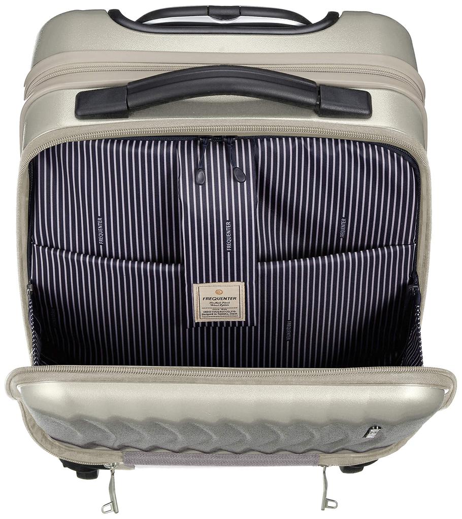 Чемодан с застежкой-молнией и отсеком для монет Advance, размер 4, колеса для переноски со стопором, открытые передние ролики, 23 л, 41 см, шампанское, золото [Frequenter], бесшумный/бесшумный 1-217