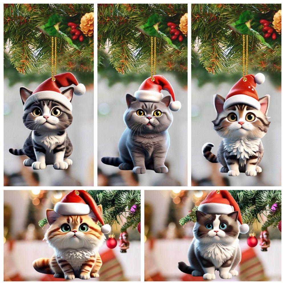 Подвесные животные, кошки, рождественские подвесные акриловые елочные украшения, украшение для дома