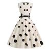 Женское вечернее платье, винтажное контрастное цветное платье в горошек с бантом на талии, трапециевидной формы с большими качелями, тонкое платье без рукавов с открытой спиной и V-образным вырезом, платье миди в стиле принцессы