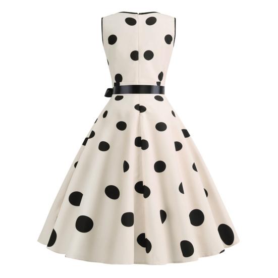Женское вечернее платье, винтажное контрастное цветное платье в горошек с бантом на талии, трапециевидной формы с большими качелями, тонкое платье без рукавов с открытой спиной и V-образным вырезом, платье миди в стиле принцессы