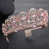 Rose Gold Bridal Crown Pink Diamond High End Crystal Crown Tiara  Wedding Accessories Crown Comb