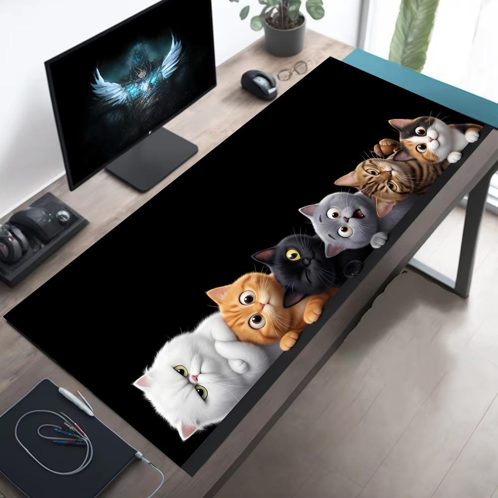 Cute Peeking Cat Mouse Pad XXL Large Anti-Slip Rubber Esport Gaming MousePad Durable Thick Seam Edge Office Gamer Long Desk Mat