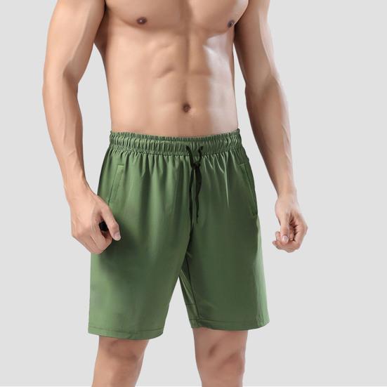 Мужские шорты средней посадки с эластичной талией, регулируемые повседневные шорты на шнурке с карманами, однотонные пляжные шорты для путешествий
