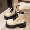 Мода 2024 года. Женские ботильоны на толстой подошве. Дизайнерская обувь на плоской подошве. Новые зимние прогулочные короткие ботинки в готическом стиле со шнуровкой для женщин.