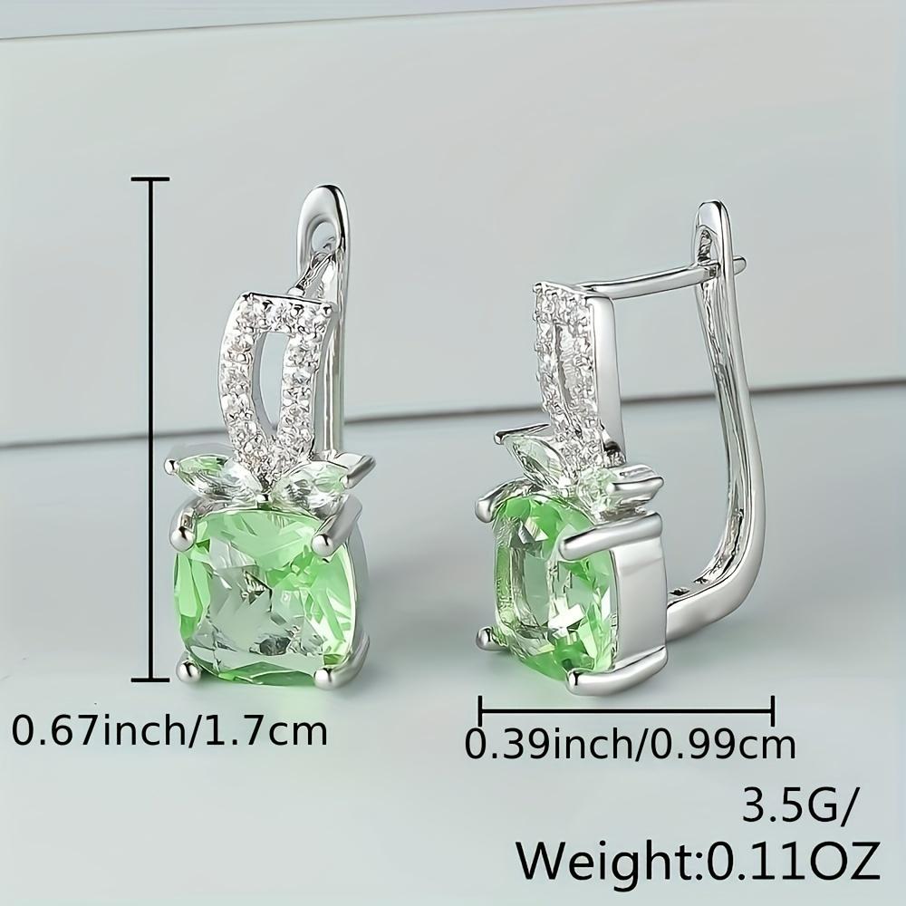 Exquisite Trendy Apple Green Zircon Stone Square Hoop Earrings Women's Party Wedding Accessories Gifts Cute Female New