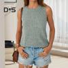 Женские топы с круглым вырезом без рукавов, облегающие трикотажные топы, однотонные эластичные ребристые майки, повседневная одежда