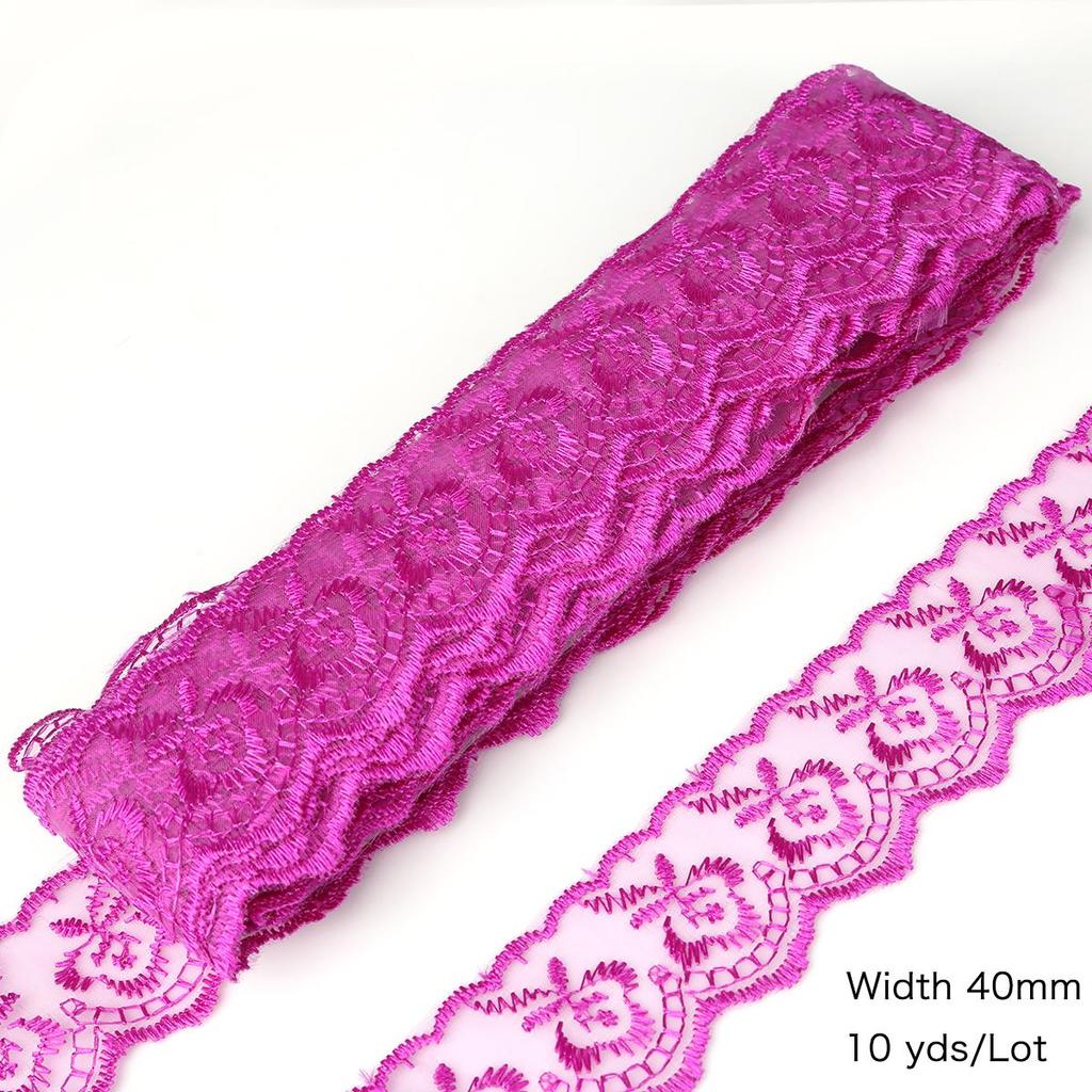 10yards/lot Multi-Color Lace Trim Fabric 40MM Embroidered Net Lace Trim For Sewing Decoration DIY Embroidered Lace Ribbon