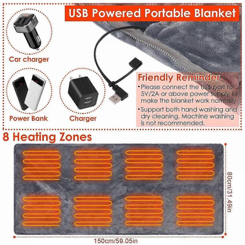 USB Одеяло с подогревом Электрическое одеяло с подогревом Пончо Шаль Накидка Плед с молнией