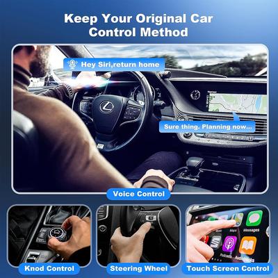 2-в-1 Мини-адаптер Android Auto и беспроводного CarPlay, Компактный USB-донгл для iOS 12+/Android, Без задержек