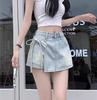 Women Summer Irregular Y2K Denim Shorts Korean Style Casual Female Jeans High Waist Lace-up Short Pants