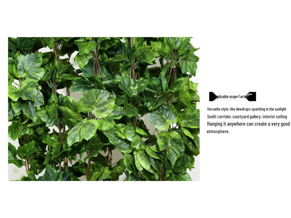 Зеленая искусственная виноградная лоза для декора стен в помещении и на балконе