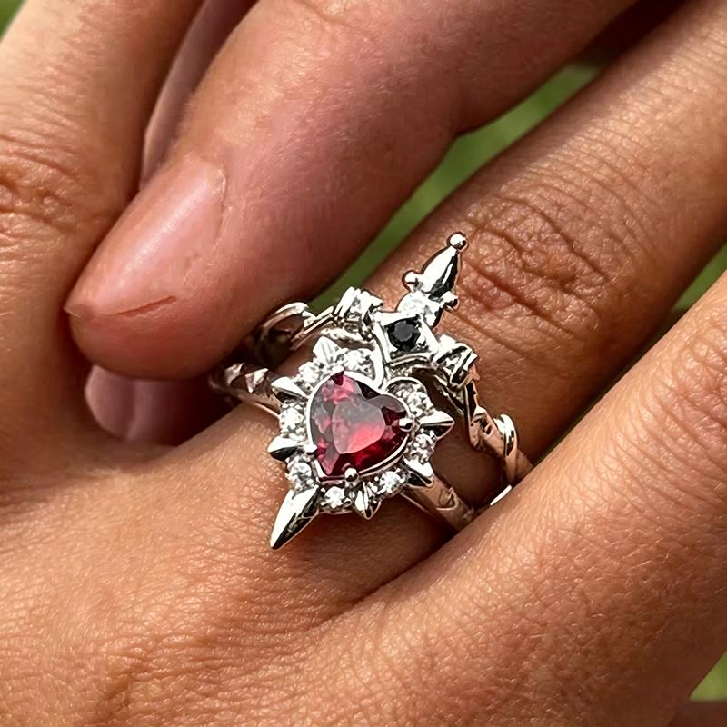 2pcs Can Be Assembled Heart and Cross Rings for Women Men Couple Silver Gold Color Adjustable Open Ring Fashion Party Jewelry
