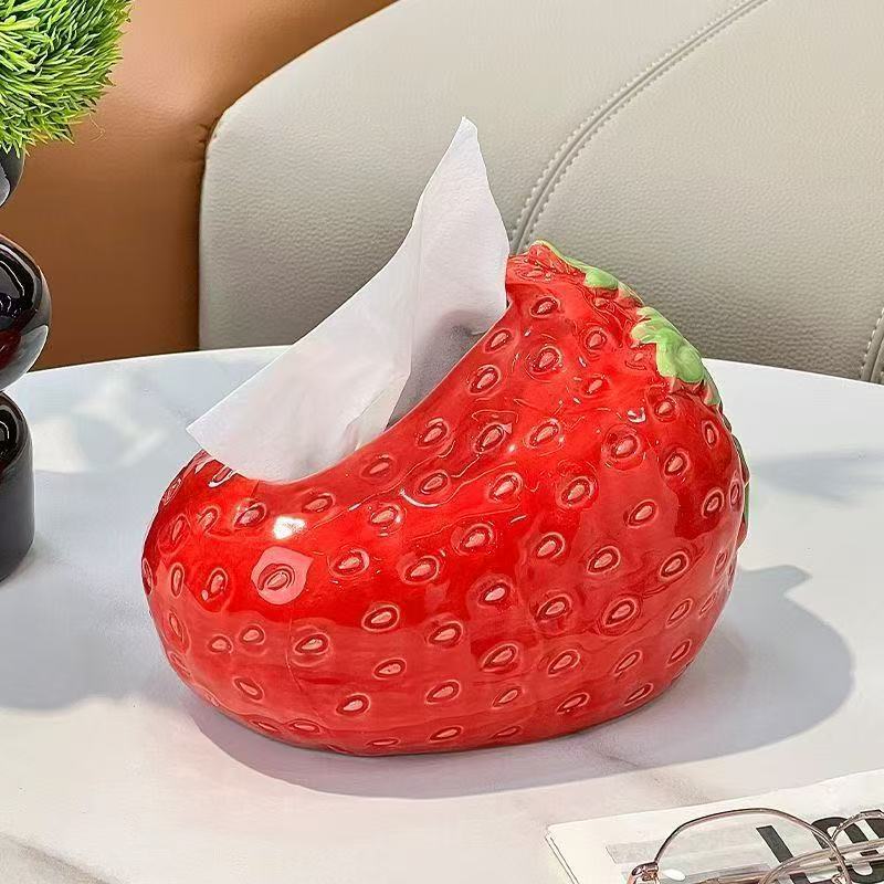 Современная керамическая салфетница с узором из клубники, 7,87 дюйма, многоцелевой держатель для салфеток для журнального столика в гостиной