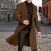 Мужское шерстяное пальто с лацканами, длинным рукавом, пуговицами, планкой, средней длины, однотонное ветровка в стиле ретро