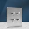 Wall Light Toggle Retro Switch Panel 1-4 Gang2Way Eu Silver Gray Brushed Stainless Steel Antique Switch Outlet with USB Charging