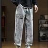 Large Size Jeans Men's Autumn and Winter 2025 Loose Plus Fat Plus Size Trendy Tooling Men's Pants YBG97