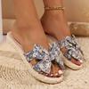 2024 New High Quality Women's Shoes Hot Selling Versatile Summer Ladies Fashionable Women's Shoes Bow Open Toe Flat Slippers