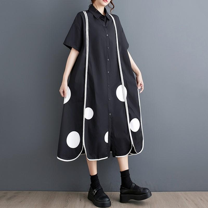 Short Sleeve Plus Size Cotton Vintage New In Dresses for Women Casual Loose Long Summer Shirt Dress