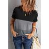 2025 Spring and Summer New Color Matching Short-sleeved T-shirt Women's Loose and Versatile Top Color Matching Cw34305