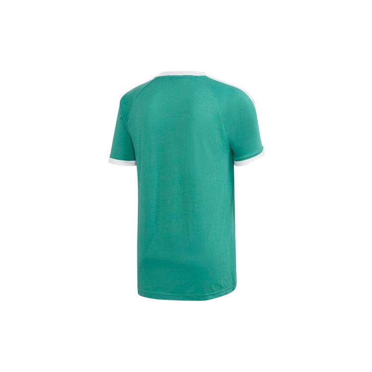 Adidas Оригинальная повседневная свободная футболка с короткими рукавами и тремя полосками в виде трилистника с круглым вырезом, мужские топы, зеленый FM3771