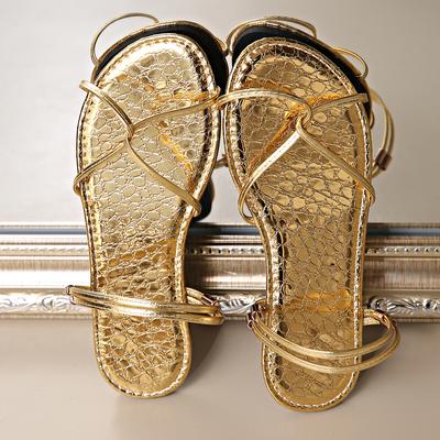 Однотонные повседневные шлепанцы летние удобные золотые женские туфли пляжные домашние плоские простые женские сандалии два способа носить