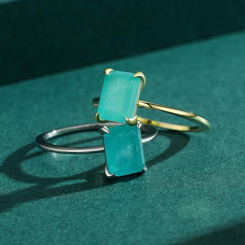 MODIAN 925 Sterling Silver Classic Rectangle Tourmaline Female Finger Ring For Women Charm Fine Jewelry