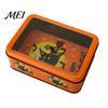 Halloween Candy Tin Boxes Box with Clear Lid, Witch Pumpkin Ghost Window Metal Cases Storage Container for Cookies Snacks, Festive Decorative