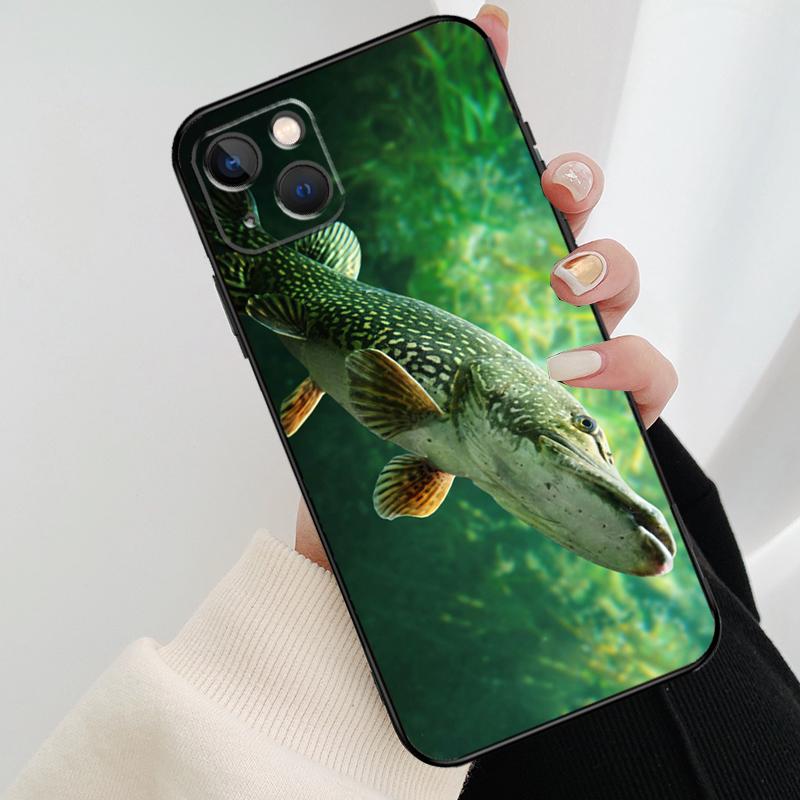 Pike Fish Fishing Bait Phone Case For iPhone 17 Pro Max 14 13 12 11 15 16 Pro Max mini 15 16 Plus 16e 17 Air Cover