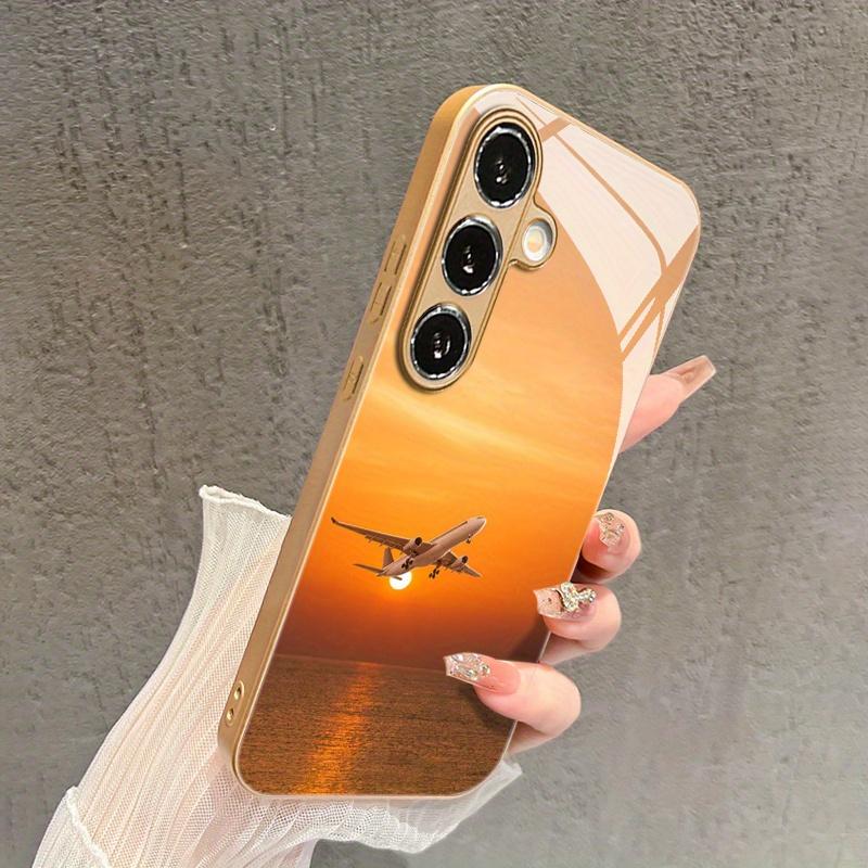 Стеклянный чехол для телефона с узором неба и самолетов для Samsung Galaxy S26 S25 S24 S23 S21 S20 fe/plus/Ultra противоударная задняя крышка