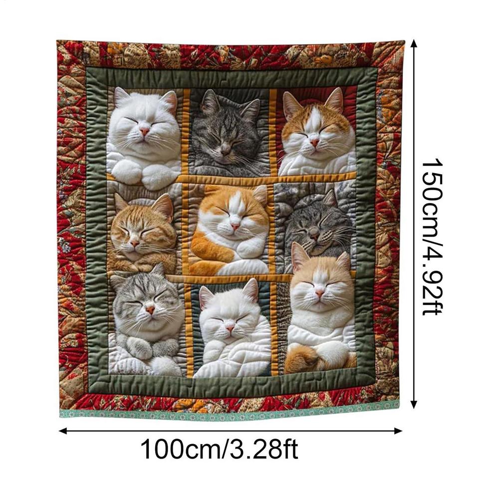 Adorable Warm Cat Print Pattern Throw Blanket Christmas Cat-theme Flannel Blanket For Sofa Couch Living Room Kitchen Bedroom