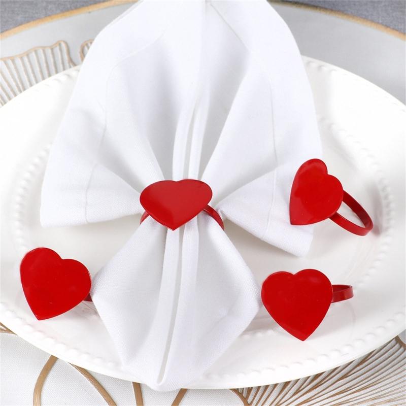 6Pieces Elegant Heart Napkin Rings Accessories for Celebration Like Valentines Day Weddings and Anniversaries