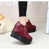 Модная женская зимняя повседневная обувь из хлопка на плоской подошве с покатым каблуком в корейском стиле с высоким каблуком, одинарные туфли для работы