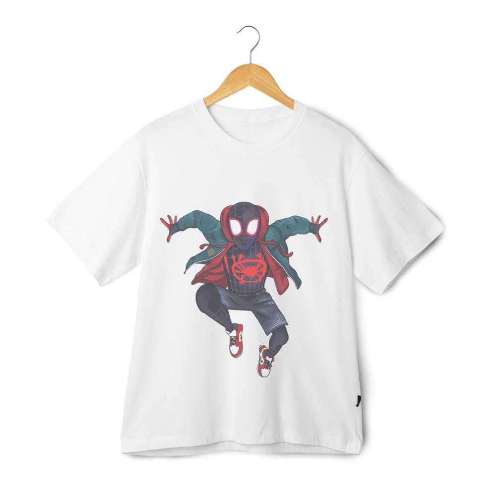Miles Morales Jump T-Shirt – Into the Spider-Verse Action Pose Tee – Marvel Hero