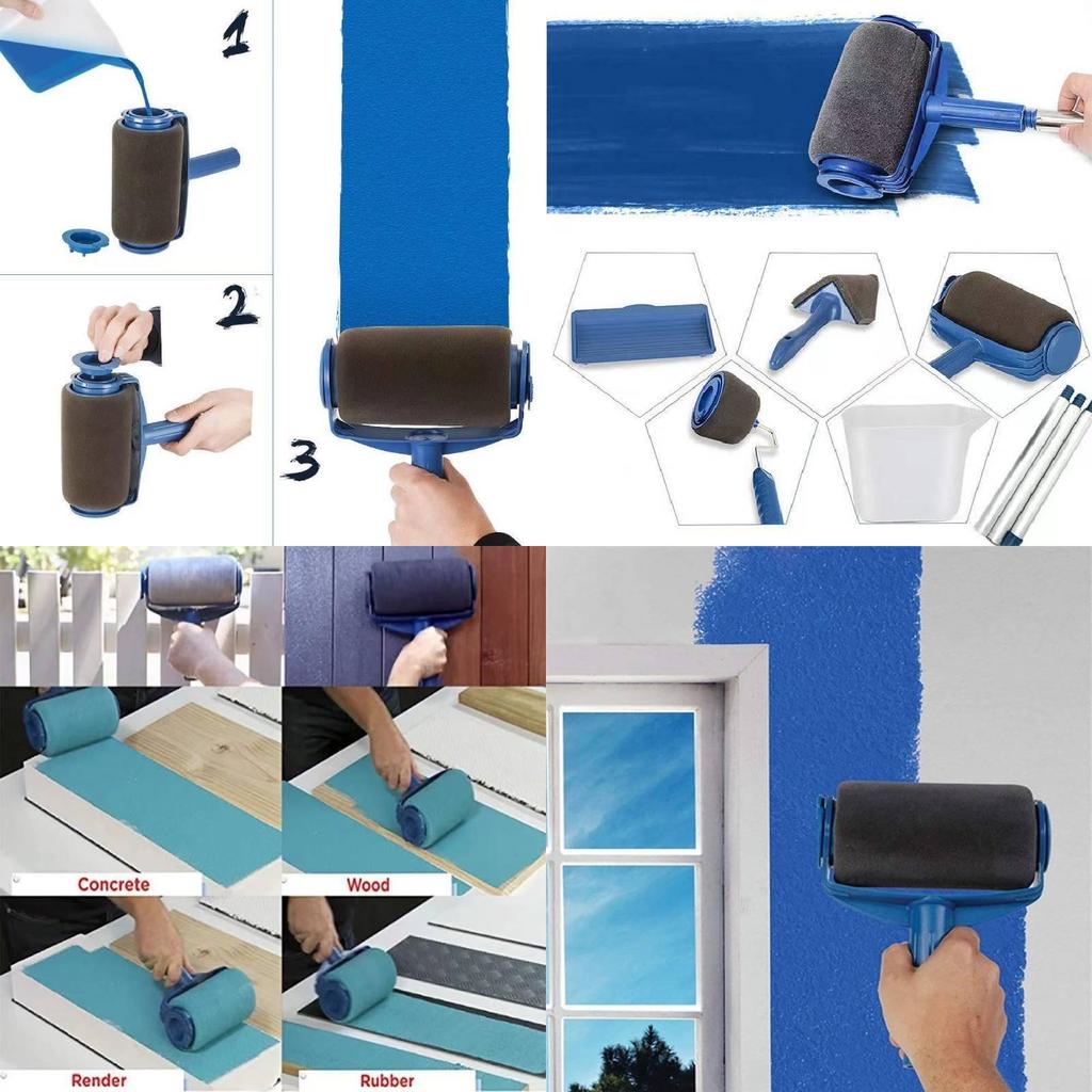 Основная круглая валиковая кисть для гладкого нанесения краски при ремонте дома с удлиненной ручкой