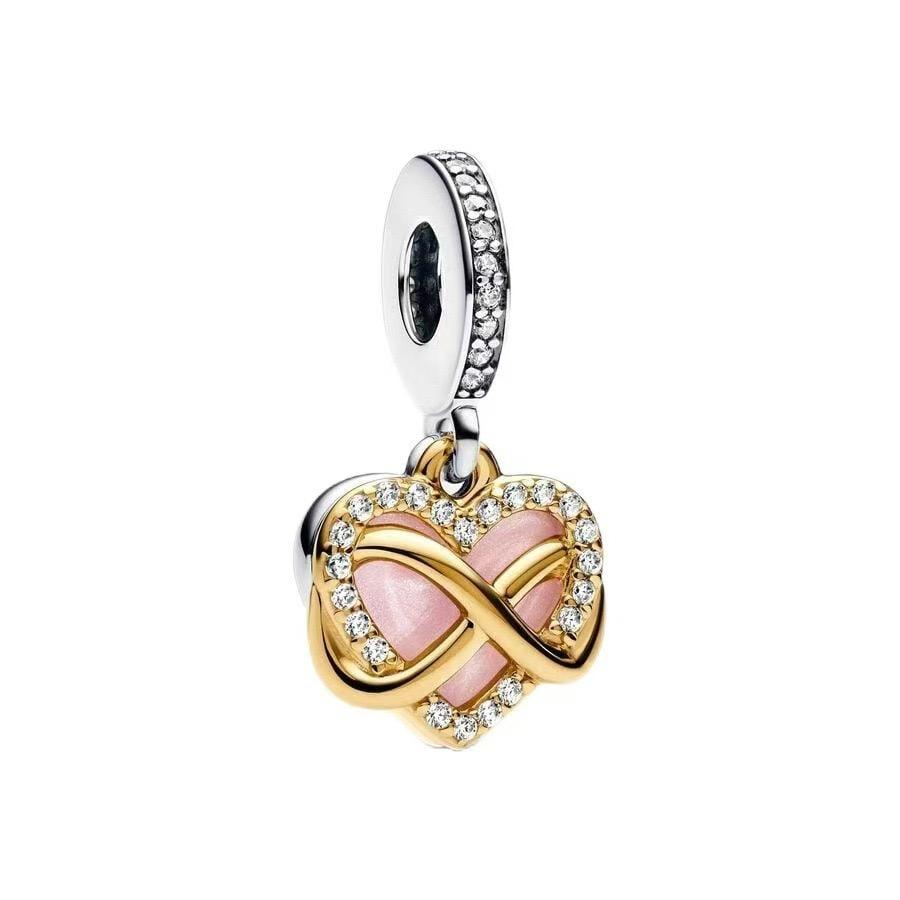 New Trinkets 925 Pure Silver Pink 8 Wings Sunflower Pendant Beads fit Original Charms Bracelet DIY Women Jewelry