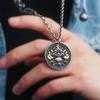New Arrival Round Golden Pendant Male Necklace Jewelry Retro Divine Beasts Ward Off Evil Spirits Blessings Necklace For Men Gift