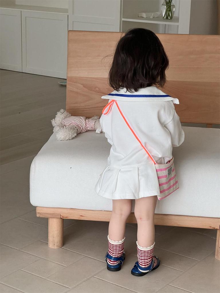 Осеннее платье для девочек в горошек с кружевным воротником - Корейский стиль, тренд принцессы