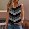 Women's Pleated Square Collar Sleeveless Vest Print T-shirt