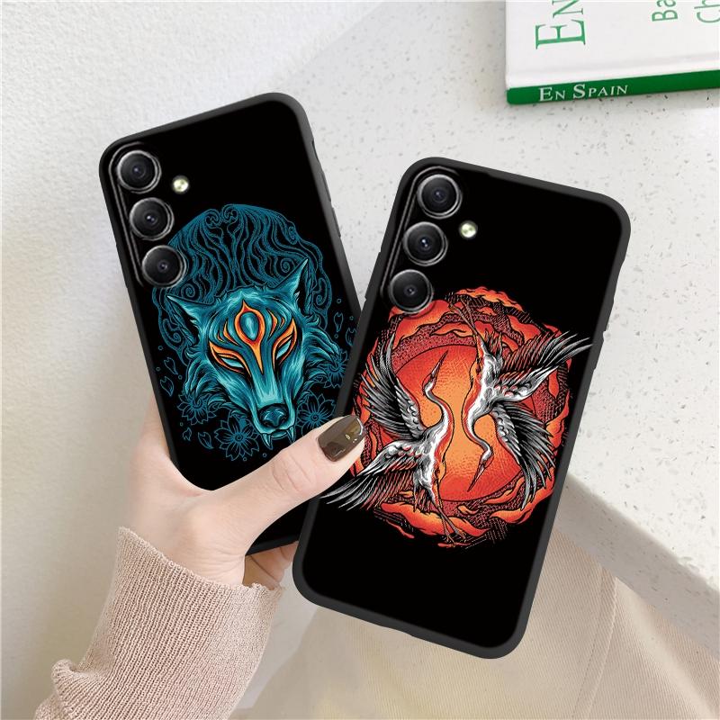 Мягкий силиконовый черный чехол с рисунком животных для Xiaomi Redmi Note 13 Pro Poco C65 Samsung A55 A35 M35 S24 iPhone Camera Защитный противоударный чехол