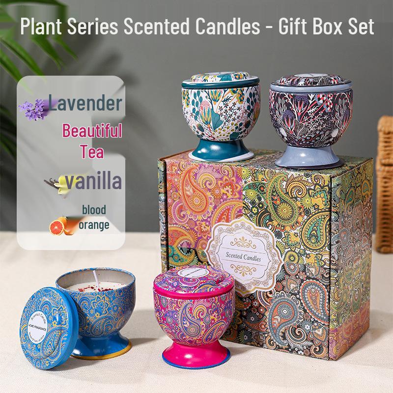 Tall Stem Soy Wax Aroma Candle in Tin - Smokeless Indoor Fragrance Gift